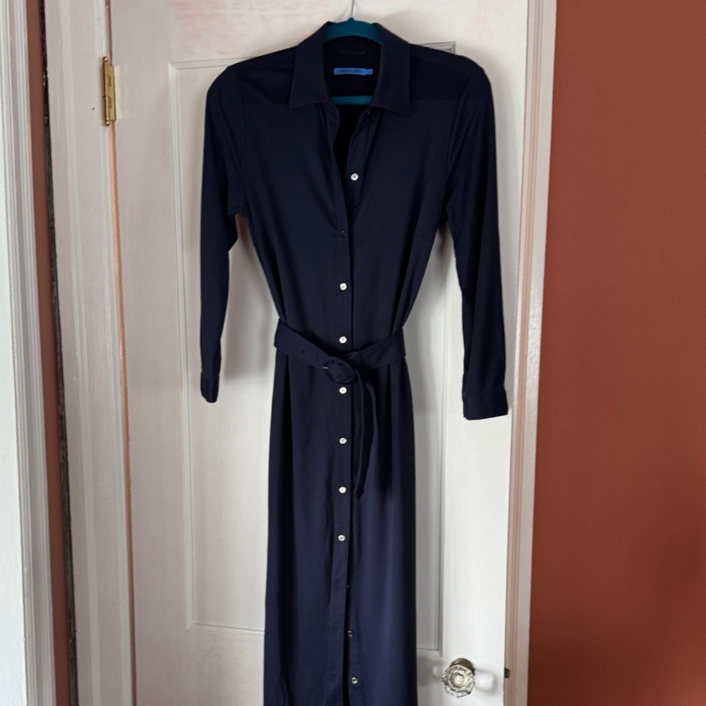 Elegant Navy Blue Shirt Dress